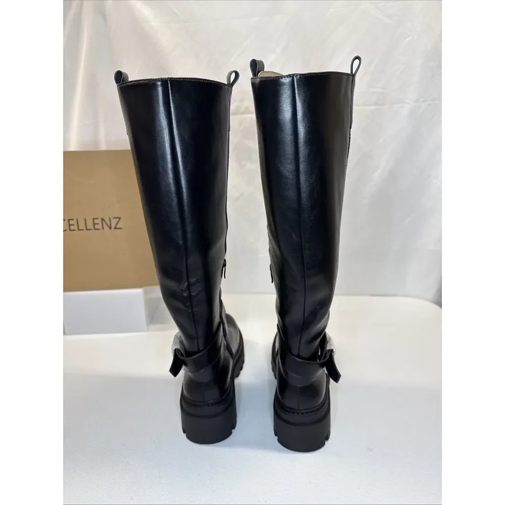 Cellenz Women’s Knee High Boots: 2.6 Inch Platform Round Toe Boot Black Size 7